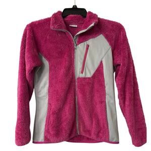 COLUMBIA Fuchsia And Gray Full Zip Sherpa Coat Size Medium
